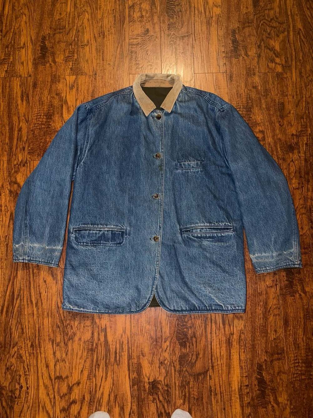 Faconnable Reversible Denim Chore Barn Jacket Corduroy Collar Size M